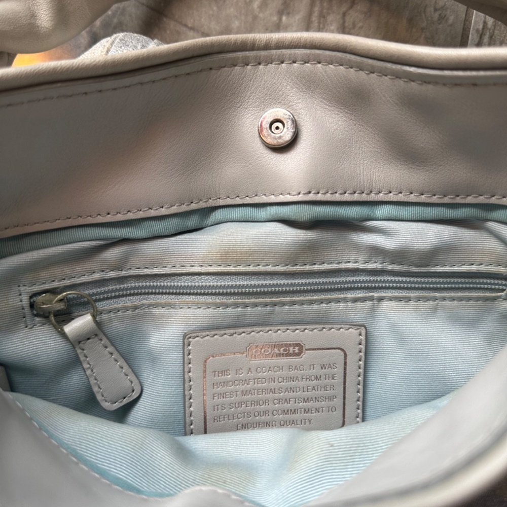 Coach Metallic Silver and Taupe Signature Hobo Bag - Picture 4 of 12